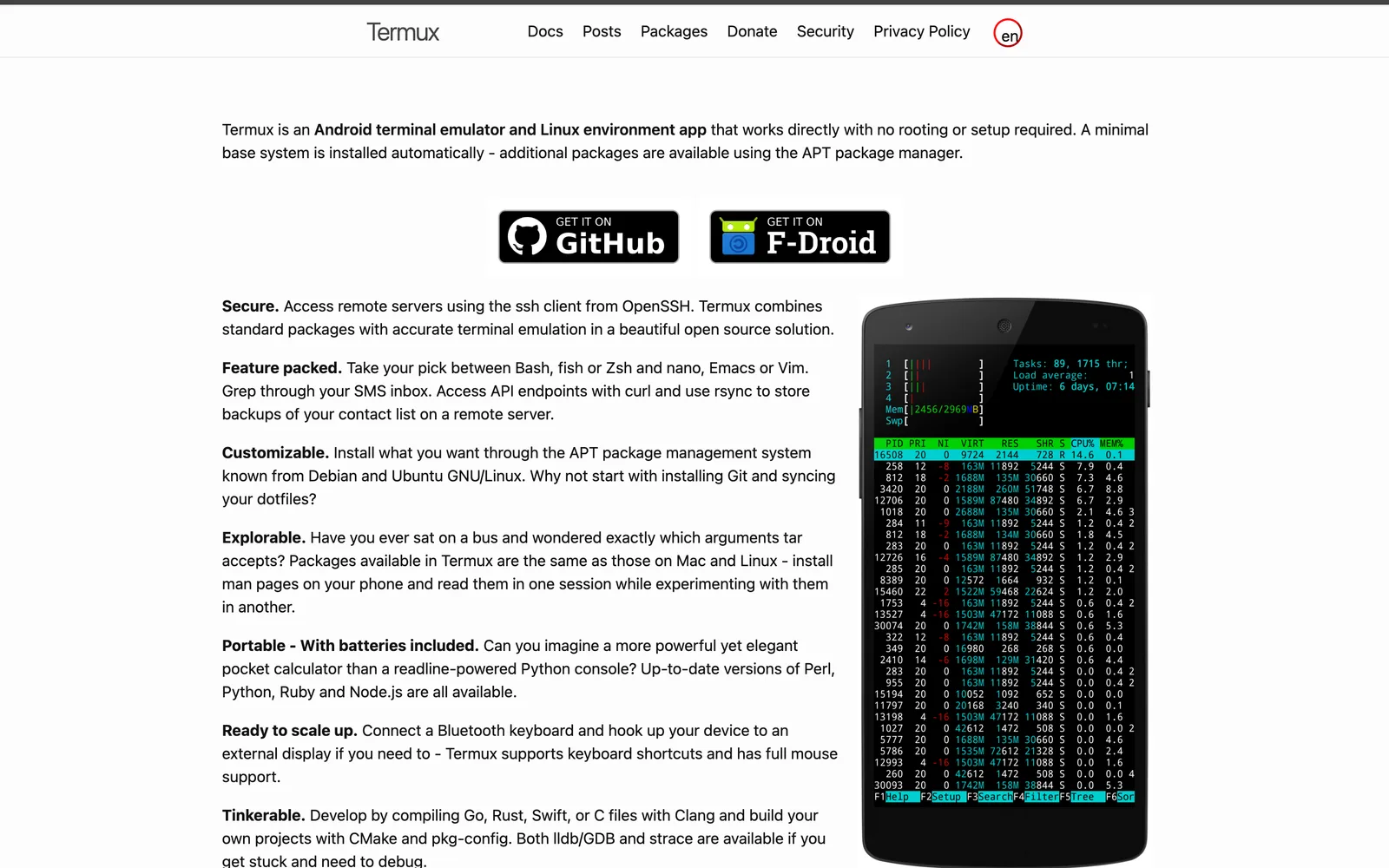 termux.dev — Termux is a local Linux environment and package manager on Android
